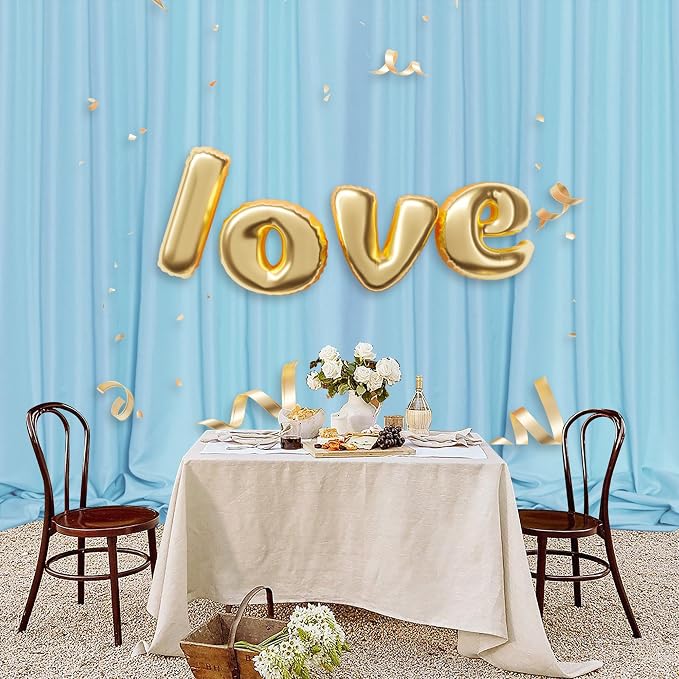 MEETSKY 10x 8 Baby Blue Backdrop Curtain for Baby Shower Parties Rod Pocket Light Blue Curtains Backdrop Drapes Fabric Decoration for Birthday Party Photography 5ft x 10ft,2 Panels
