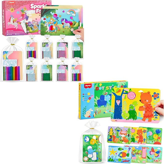 JoyCat 24 Pack Foil Craft + Animal Dot Art Party Favors,No Mess Arts and Crafts for Kids,Goodie Bag Stuffers,DIY Creative Activity, Easter Birthday Gift for Girls Boys 4 5 6 7 8 9 Years Old