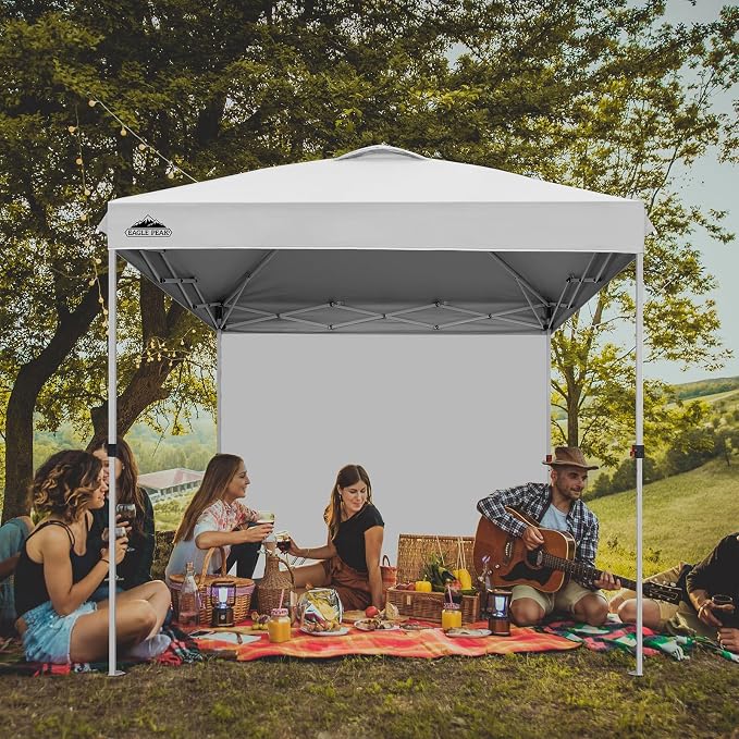 EAGLE PEAK Commercial Canopy 8x8 Pop Up Canopy Tent with 1 Sidewall, Easy Setup Heavy Duty Instant Event Shelter for Vendors & Markets, Outdoor Sun Shade, White