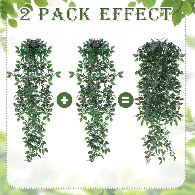 Daifunli 8 Pcs Artificial Hanging Plants Fake Hanging Ferns Plastic Faux Plants for Wall Room Garden Garland Indoor Outdoor Decor No Basket (Eucalyptus,Mandala Vine)