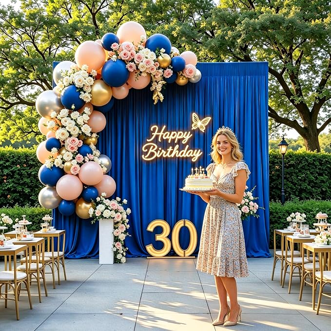 Gallety Royal Blue Backdrop Curtain for Wedding, Polyester Photography Backdrops Curtains - 20FT x 10FT Photobooth Backdrop Curtains for Celebration,Birthday, Formal Dinners,Graduation Decorations