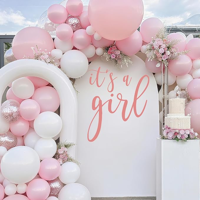 It’s A Girl Baby Shower Decorations - It’s A Boy Sign, It’s A Girl Decal Sign for Balloons Arch Backdrop, Pink First Birthday Decorations for Girls, One Year Old Wall Decor, 1St Party Supplies