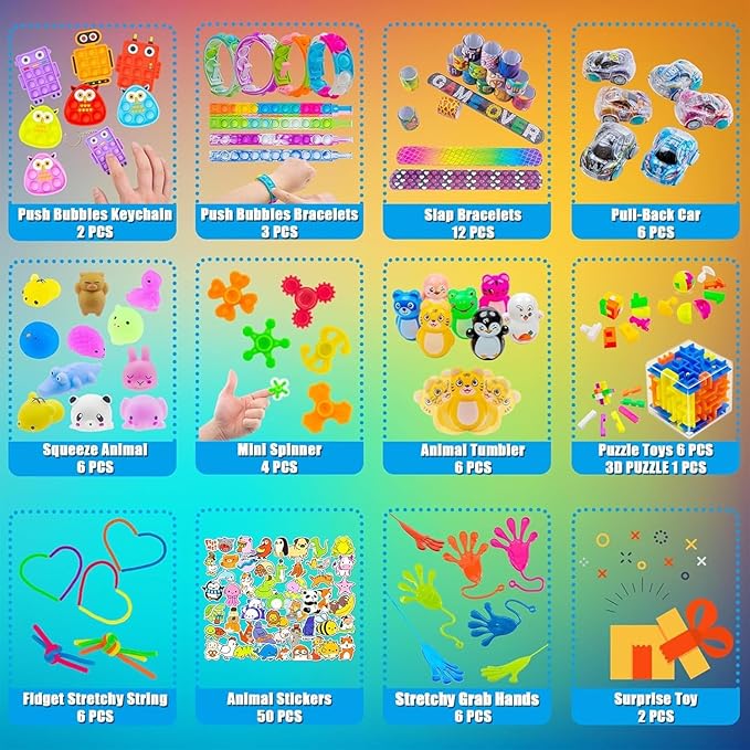 110 PCS Party Favors for Kids 4-8-12, Goodie Bags Stuffers, Treasure Box Toys for Classroom, Pinata Fillers, Prize Box Toys, Birthday Return Gifts, Treasure Chest Carnival Prizes