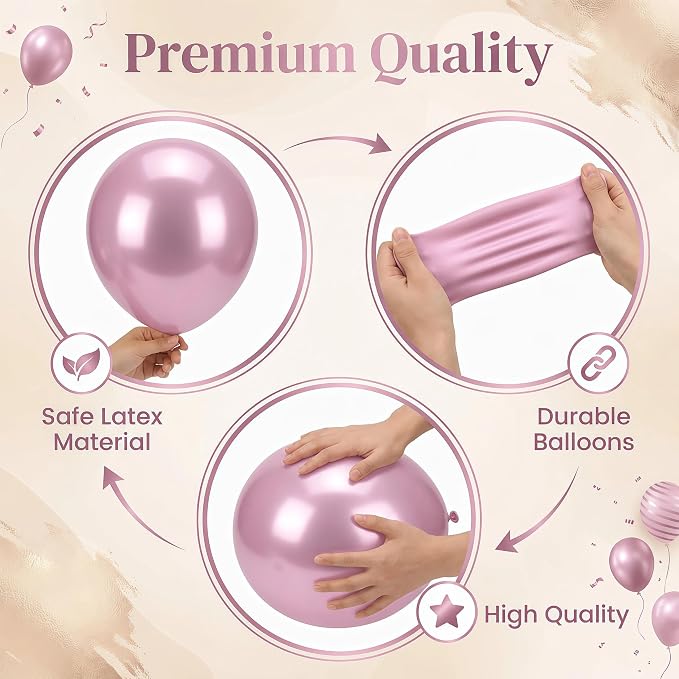 Balloon Column Stand Kit with 10inch Metallic Pink Confetti Balloons, Base&Pole,Balloon Column Kit for Floor&Table Decoration for Party Wedding Bridal Baby Shower Birthday