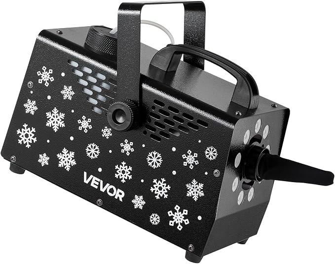 VEVOR 900W Snow Machine with 9 LED RGB Lights, 12 LED Lighting Colors, and Wireless Remote, Handheld/Hanging Outdoor Snowflake Machine Fake Snow Machines with 1L Tank for Christmas Party