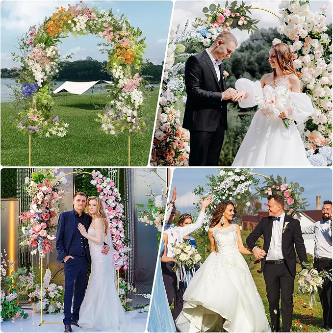 6.6FT Metal Arch Backdrop Stand, Gold Wedding Arch Frame, Balloon Arches Backdrop Stand for Birthday Party Baby Shower Graduation Ceremony Decoration