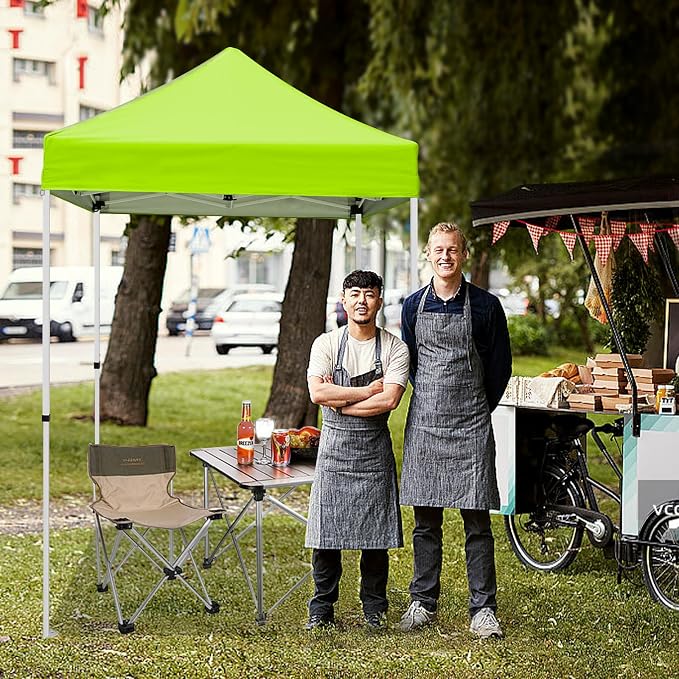5x5 Pop Up Canopy Tent, Instant Portable Beach Canopy, Outdoor Tent with Carry Bag for Camping, Sports, Tailgating, Events, Neon Green