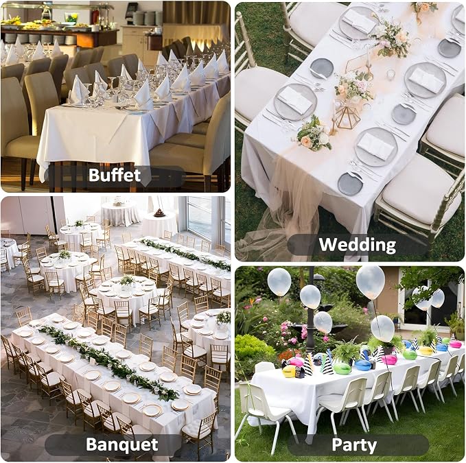 8 Pack White Table Cloth 60 x 84 Inch Rectangular Tablecloths for 4 Foot Rectangle Tables, Wrinkle Resistant White Tablecloth Washable Polyester Fabric for Buffet Wedding Party Banquet