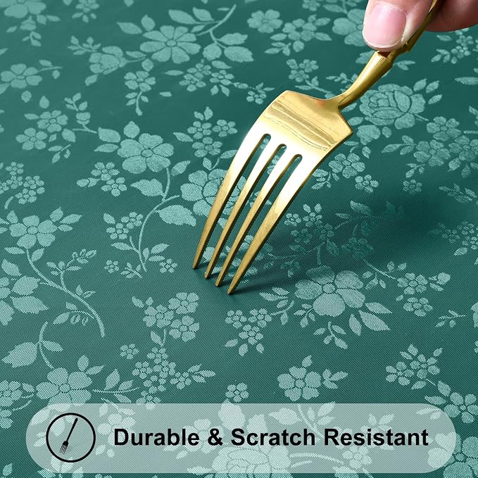 Smiry Round Table Cloth, Waterproof Heavy Duty Vinyl Tablecloths, Wipeable Washable Table Cover for Kitchen and Dining Room (Green, 60" Round)