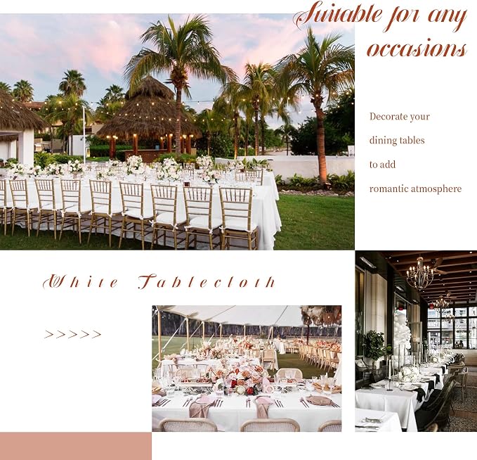 Showgeous 4 Pack White Rectangle Tablecloth, 60 x 102 Inch, Wrinkle Resistant Polyester Table Cover for Wedding, Dining, Parties & Camping
