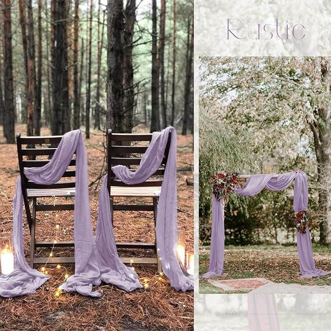 20 Pack Lavender Table Runner 10Ft Cheesecloth Table Runner Boho Gauze Table Runners Romantic Long Sheer Fabric Cheese Cloth Table Runners for Wedding Party Bridal Shower