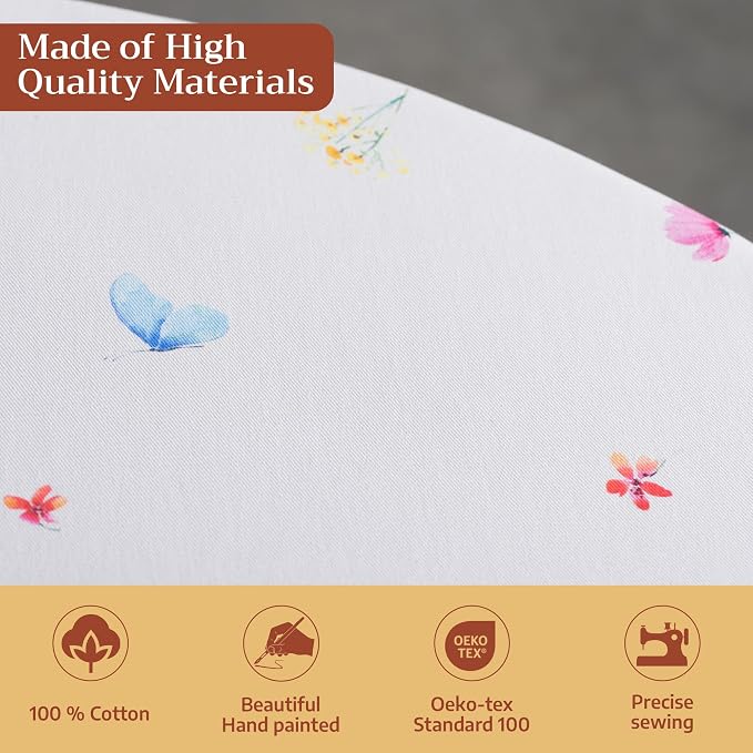 Maison d' Hermine Table Cloth Round Table 100% Cotton 69 Round Inches Tablecloth Reusable Decorative for Dining Kitchen Room Farmhouse Party Home Hotel Restaurant Spring Summer - Flower in The Field