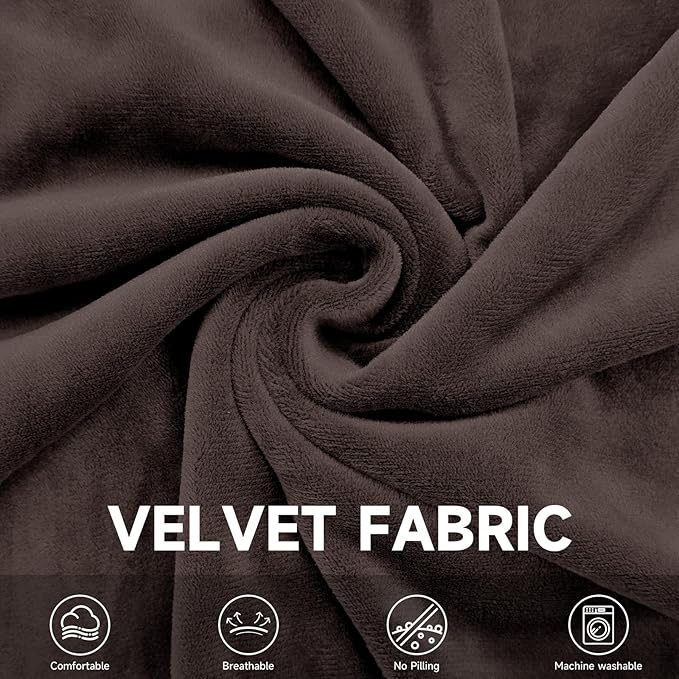 Velvet Wingback Dining Chair Cover Soft Stretch Accent Chair Cover Slipcover Thick Plush Wing Back Chairs Covers Furniture Protect Washable Chairs Protector Covers for Dining Room (Dark Brown, 4)