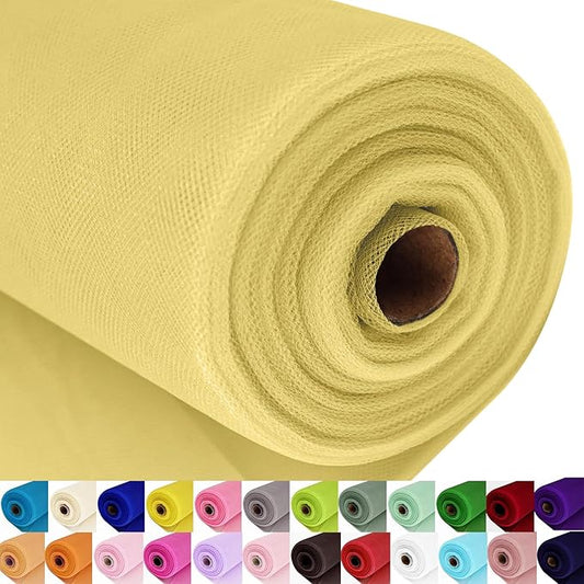 Gold Tulle Fabric Roll Spool Bolt (54 Inch by 40 Yards) Large Tulle Wedding Party Decoration, Tutu Skirt, Table Runner, Gift Wrapping, Bridal Shower, Soft & Drape (Antique Gold)