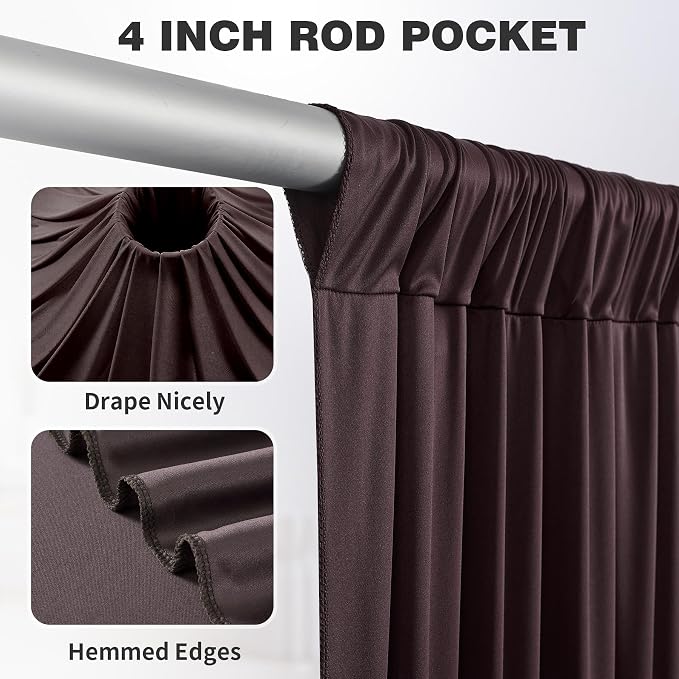 30ftx12ft Brown Backdrop Curtains for Parties, Wrinkle Free Polyester Brown Photo Backdrop Drapes 6 Panels 12 ft Long Back Drop Cloth for Wedding Birthday Photography Background Party