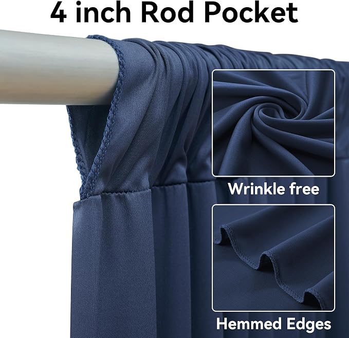 40ftx12ft Navy Blue Backdrop Curtains for Parties, Wrinkle Free 8 Panels 12 ft Long Photo Backdrop Drapes Back Drop Cloth for Wedding Birthday Photography Background Party Decor