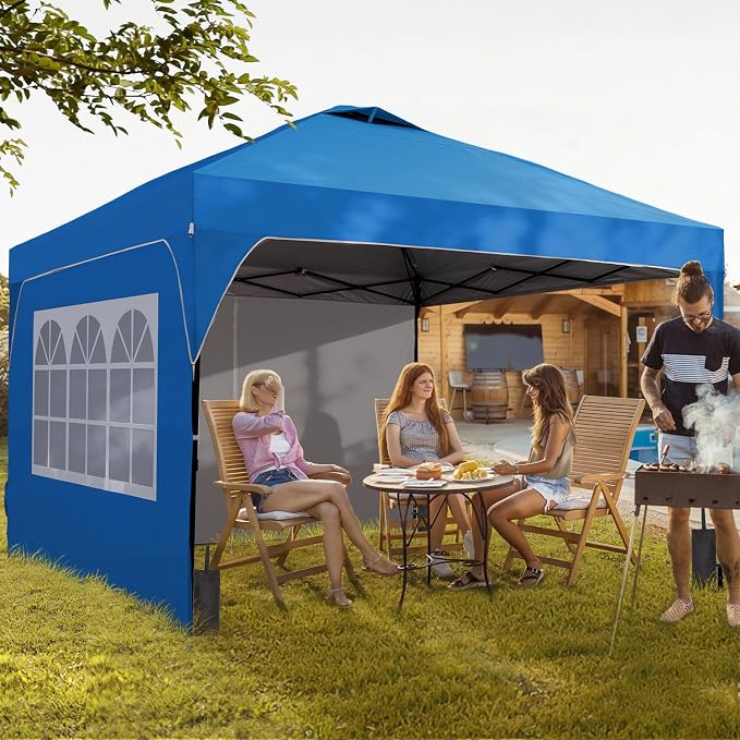 8x8 FT Pop Up Canopy with 1-Button Push, 4 Removable Sidewalls, Sandbags, Instant Canopy Tent for Outdoor Events