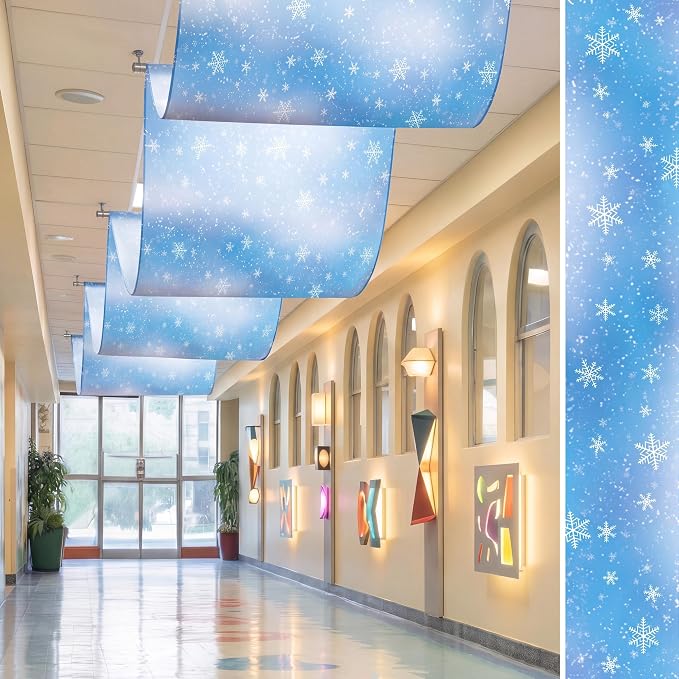 Feifeiya 3 Pcs 36 ft Frozen Party Celling Decor Winter Snowflakes Celling Banner Glittery Snowflakes Hanging Ornament for Frozen Winter Party Decorations Birthday Christmas Decor