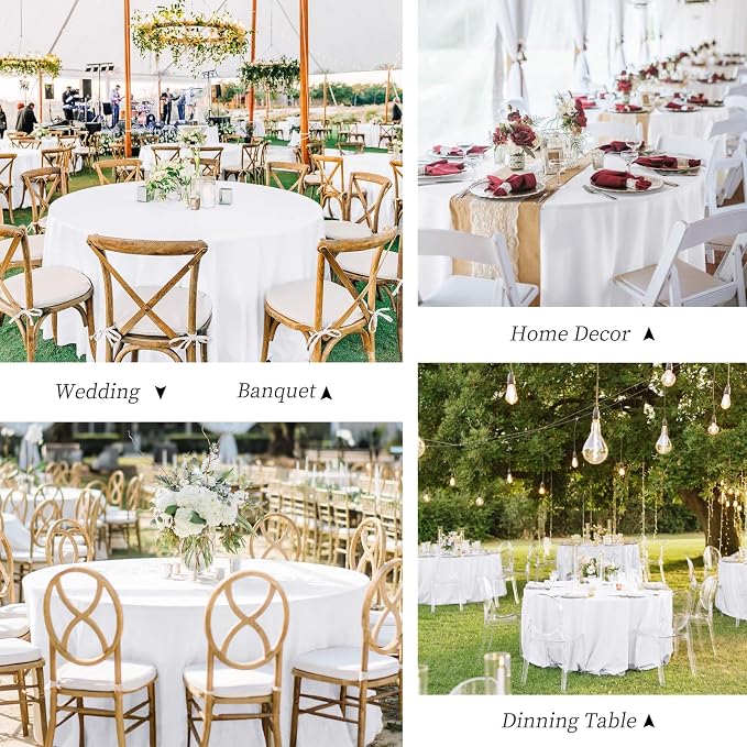 Pesonlook 12 Pack White Round Tablecloth-120 Inch Polyester Round Table Cover White Tablecloths Washable Fabric Table Cover for Wedding/Party/Banquet/Dining/Buffet Table