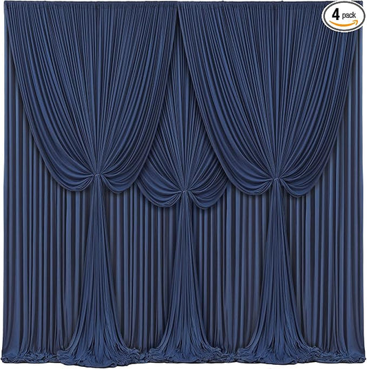 4 Panels Navy Blue Backdrop Curtains for Wedding Party Wrinkle Free Backdrops Curtain Drapes Fabric Decorations Photo Back Drop Cloth for Baby Shower Photography Stage Reception 20ft(W) x 12ft(H)