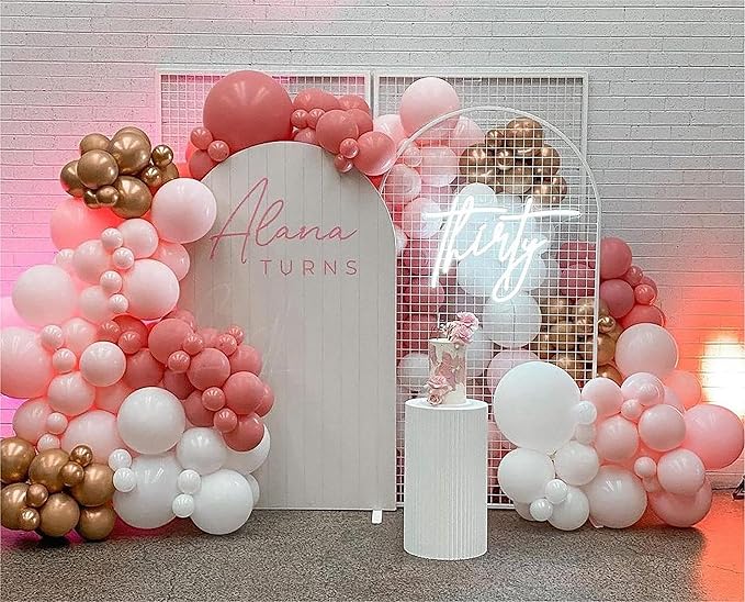 Pink and White Balloons Garland Arch Kit - Double Stuffed Matte Light Pink Blush Pink Cream Peach Latex Balloon Different Sizes 18 12 10 5In Dusty Rose Ballon for Baby Shower Party Decorations