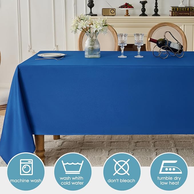 VidaFete Tablecloth 2 Pack 90*132inch Rectangle Table Cloth Polyester, Stain Wrinkle Resistant Polyester Dining Table Cover for Kitchen Dinning Party Wedding Rectangular Buffet Decoration(Royal Blue)
