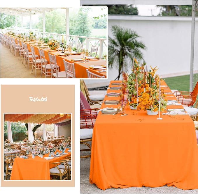 12 Pack Orange Tablecloths for Rectangle Tables Stain and Wrinkle Resistant Washable Polyester Tablecloth 60 x 126 Inch Table Cloth Rectangle Table 8 Foot Rectangle Table Cloth for Wedding Party