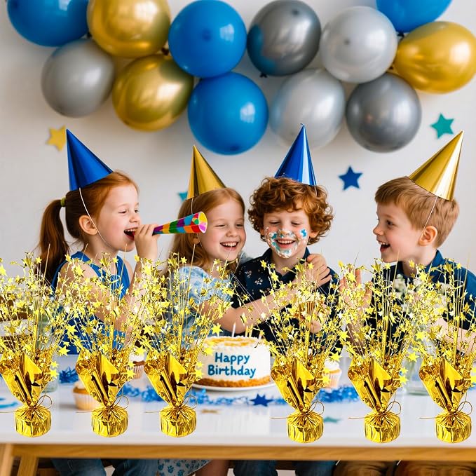 12 Pcs Metallic Foil Spray Centerpiece Party Star Table Decoration Brust Glitter Table Topper Decor for Birthday Graduation Holiday Christmas Dining Celebration New Year Party Supplies, Gold