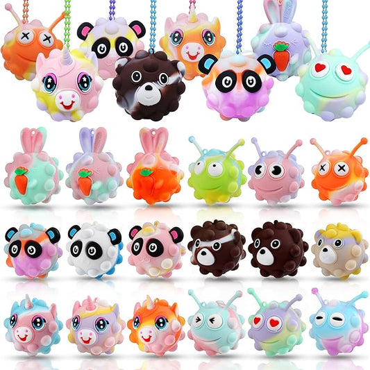 18 Pack Fidget Balls Party Favors, 2 inch 3D Animal Pop Balls Fidget Toys, Party Favors for Kids 4-12, Goodie Bags Stuffers, Pinata Stuffers, Birthday Gifts, Classroom Prizes, Treasure Box Toys