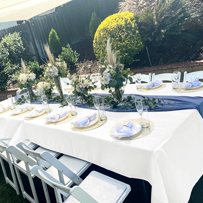 6 Pack Tablecloth 60 x 126 inch Polyester Table Cloth for 6 Foot Rectangle Tables,Stain and Wrinkle Resistant Washable Fabric Table Covers Polyester Ivory Table Clothes for Wedding,Party,Banquet