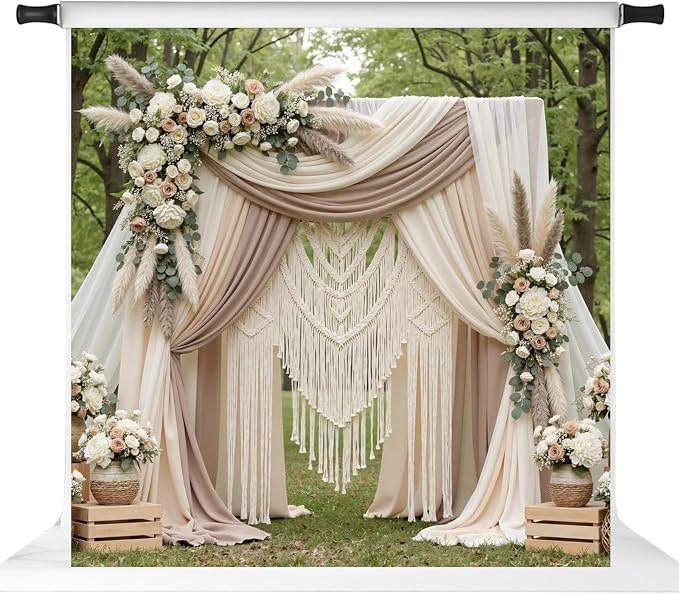 Kate Spring Backdrops Boho Outdoor Photography Backdrop Wedding Photo Booth, 10x10ft