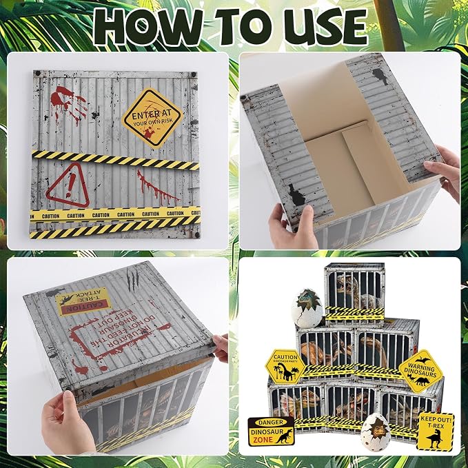 party greeting Dinosaur Birthday Party Decoration Dino Theme Party Boxes Decor Dinosaur Party Favor Boxes Yellow Caution Tape Photo Booth Props for Dino Birthday Baby Shower Wild Animal Party Supplies