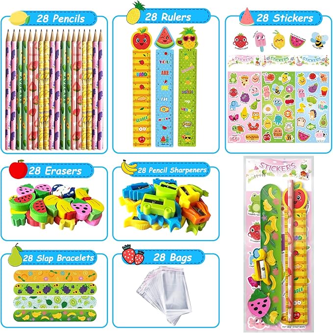 Goodie Bags for Birthday Party, 28 Pack Stationery Return Gifts for Birthday Party – Classroom Gifts for Students Class Gift Rewards Prizes