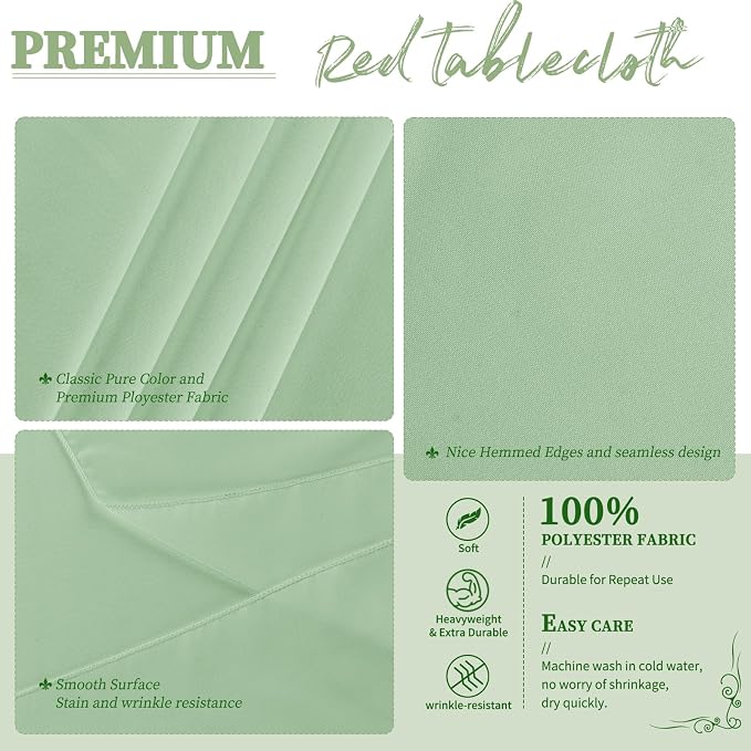 YMHPRIDE 6 Pack Round Tablecloth Sage Green Table Cloths 90 Inch Polyester Round Tablecloth,Sage Green Tablecloths Round 90 inch Washable Fabric Table Covers for Wedding,Party,Dining,Banquet