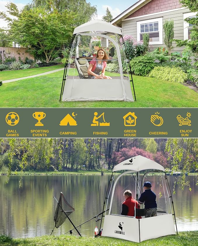 Pod All Weather Sports Tent, Outdoor Pop Up Bubble Clear 540° View Winter Tent for 1-2 Person, Instant Cold Weather Shelter with Rainfly for Soccer, Football, Softball & Other Sports Events