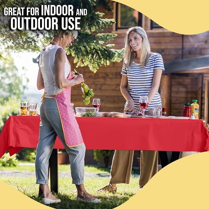 Party Solids 66% Thicker Premium Red Plastic Table Cover Roll 40" X 100' Table Cloth Plastic Cover Roll Quality Thick Banquet Rolls Disposable Tablecloth Rolls Strong American Based Company