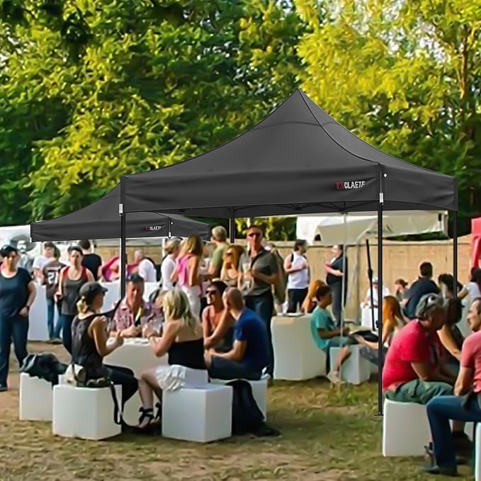 10x10ft Replacement Canopy Top - Heavy-Duty 500D 2500mm Waterproof & UPF 50+ UV Tent Cover with 8 Drainage Holes, Reinforced Straps for Camping, Trade Shows (Frame Not Included - Black)