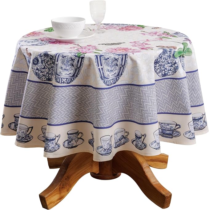Maison d' Hermine Table Cloth Round Table 100% Cotton 69 Round Inches Tablecloth Reusable Decorative for Dining Kitchen Room Farmhouse Party Home Hotel Restaurant Spring Summer - Canton