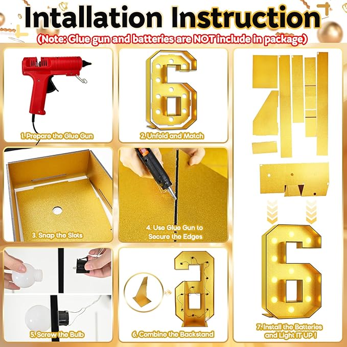 4FT Light Up Numbers 60, Number 60 Marquee Large Light Up Numbers Frame Marquee Mosaic Number for 60th Birthday, Giant Light Up Number DIY Frame Pre-Cut Foam Board Kit for Graduation Anniversary Party