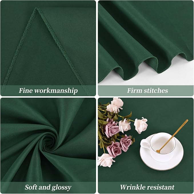 12 Pack Round Tablecloth 90 Inch - Hunter Green Polyester TableCloth for Round Table, Premium Hunter Green Tableclothes Washable Fabric Table Cover for Wedding Party Banquet Restaurant Reception