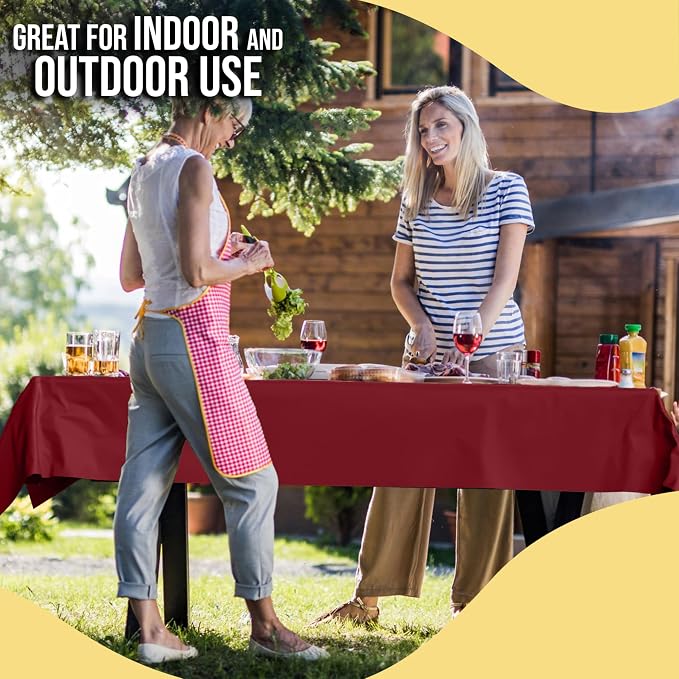 Party Solids 66% Thicker Premium Burgundy Plastic Table Cover Roll 40" X 300' Table Cloth Plastic Cover Roll Quality Thick Banquet Rolls Disposable Tablecloth Rolls Strong American Based Company