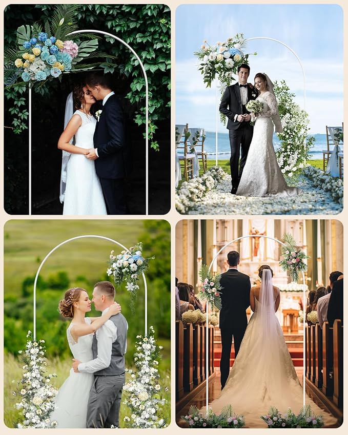 Wedding Arch, Metal Arch Backdrop Stand, Balloon Arch Stand Wedding Frame for Ceremony Decoration (White, 6FT, 5FT, 4FT Arch Backdrop)
