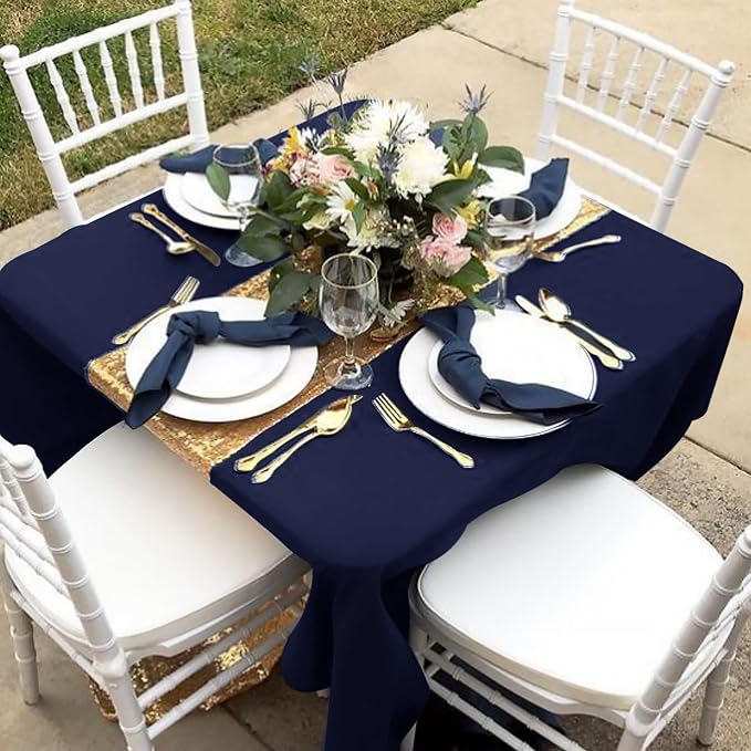 Fitable 6 Pack Square Tablecloths - 70 x 70 Inches - Stain Resistant and Reusable Table Clothes, Navy Polyester Fabric Table Covers for Dining, Card Tables, Coffee Tables