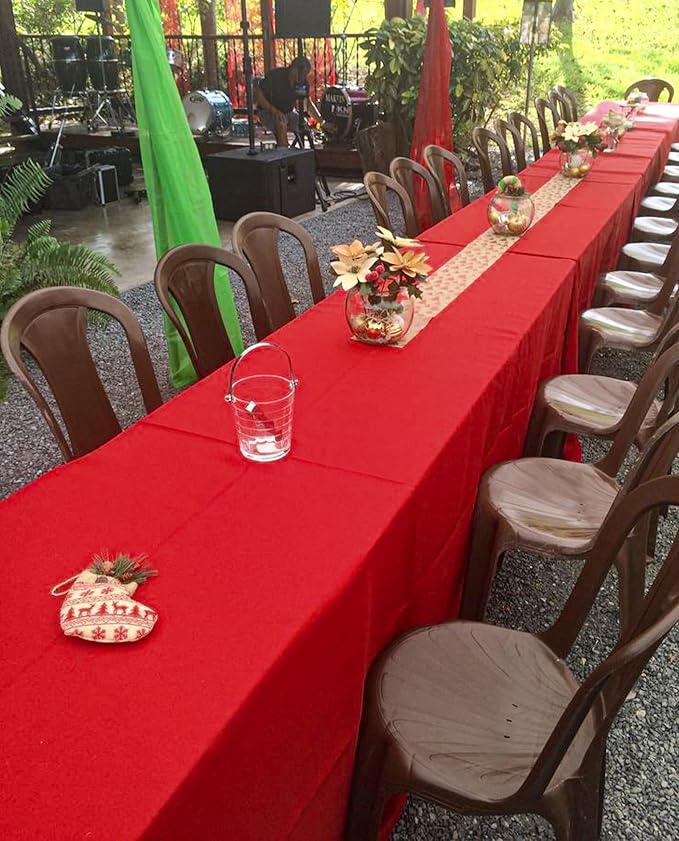 8 Packs Red Rectangle Tablecloth - 60 x 102 Inch, Premium Polyester Table Cloth for 6 Foot Rectangle Tables, Washable Fabric Table Covers for Wedding, Party, Banquet, Dining