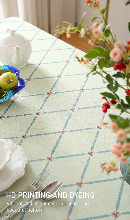 ISAENNE Designer Vintage Square Linen Tablecloth,67"x67"-Floralsea B | French Elegant Beautiful Durable Printed Large Table Cloth,Floral Pattern,Durable,Heavyweight,Dining,Kitchen,Thanksgiving