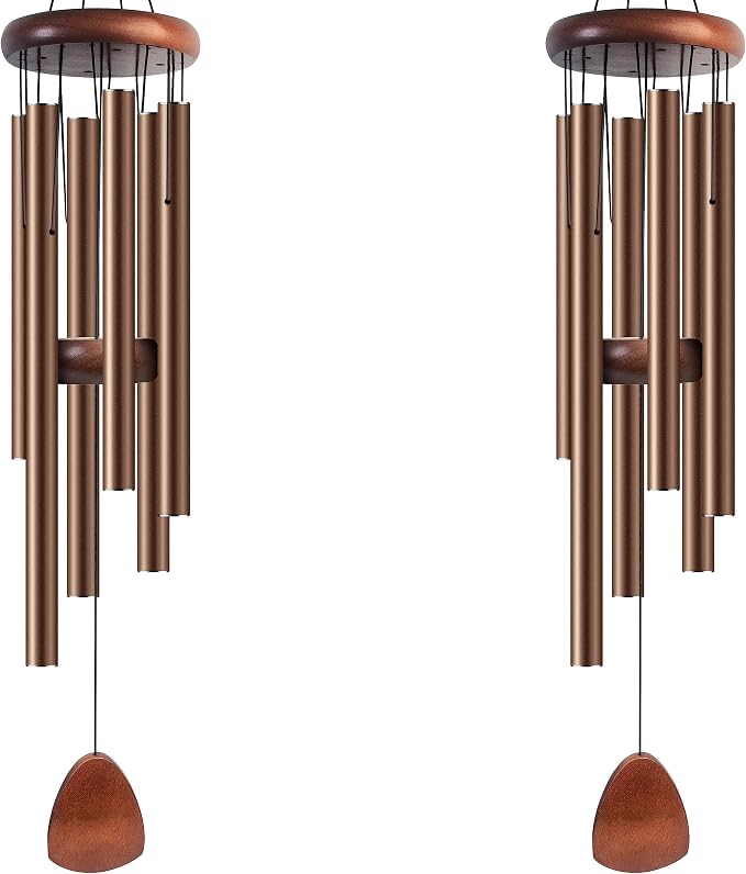 Bursvik Large Aluminium Wind Chimes 37" Inches to Create a Zen Atmosphere Suitable for Outdoor, Garden, Patio Decoration Wind Chimes with Wind Catcher Suitable as A Gift for Unisex(2 Pack Coffe)