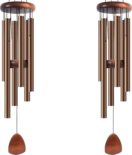 Bursvik Large Aluminium Wind Chimes 37" Inches to Create a Zen Atmosphere Suitable for Outdoor, Garden, Patio Decoration Wind Chimes with Wind Catcher Suitable as A Gift for Unisex(2 Pack Coffe)