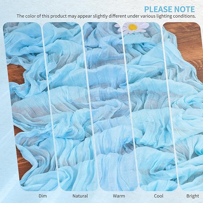 1 Pack Cheesecloth Table Runner 10FT Baby Blue Table Runner Light Blue Boho Gauze Cheese Cloth Table Runners Long Rustic Sheer Table Decorations for Wedding Party Baby Bridal Shower Birthday Holiday