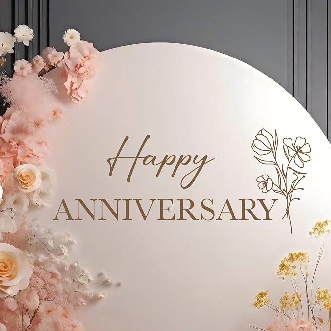 Happy Anniversary Wall Decal, Vinyl Party Decorations Backdrop Sticker, Brown (Brown（Anniversary）)