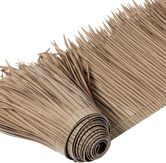 Mexican Tiki Hut Grass Skirting Roof Tiki Bar Grass Duck Blind for Thatch Roofing Bar Decorations Roll Palm Palapa Straw Thatch Roof for Fence Party(Brown,197 x 15 Inch)